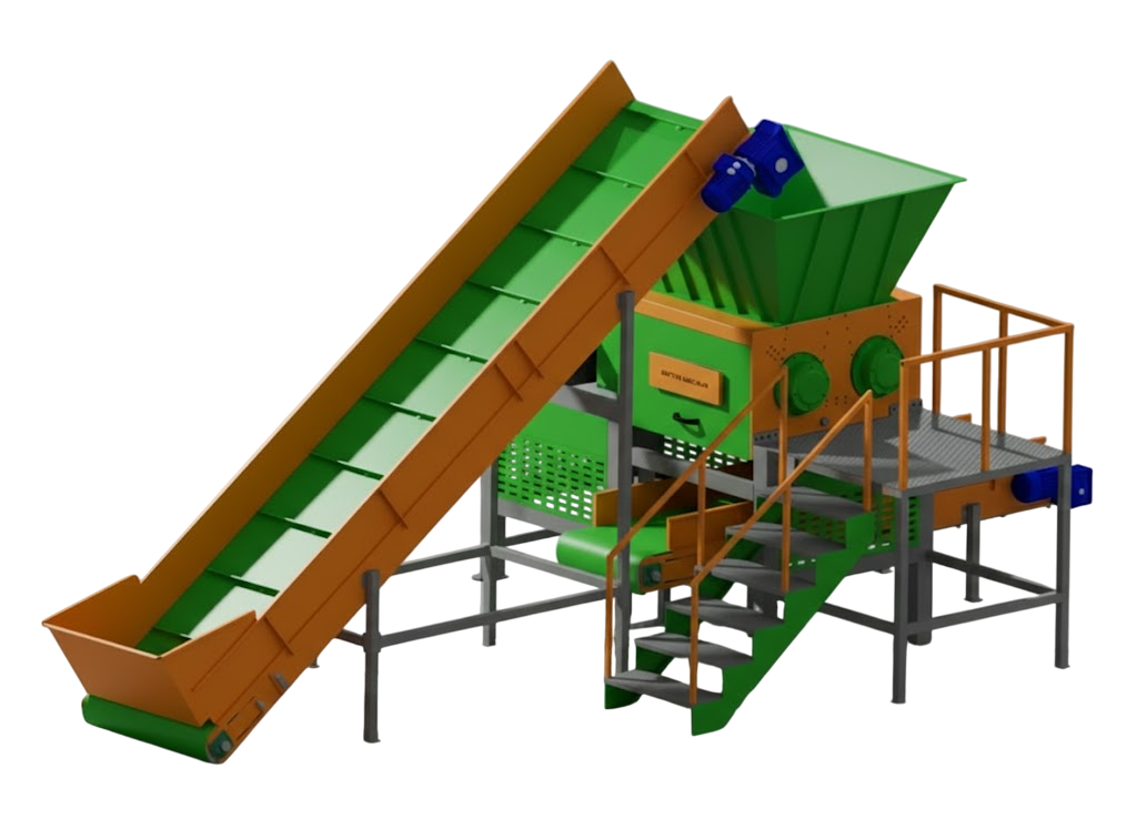 Çift rotorlu tek eksen Shredder